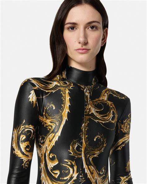 versace jumpsuit gold|Versace couture jumper.